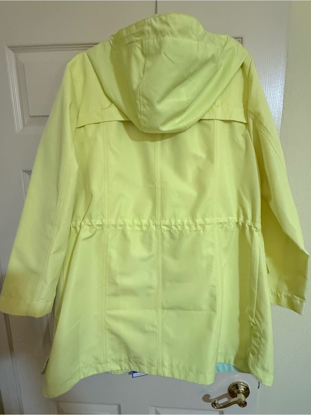 Talbots Light Yellow Hooded Trench Coat/Rain Jacket with Mint Trim - Picture 6 of 6